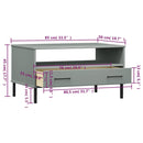 vidaXL OSLO szürke tömör fa dohányzóasztal fém lábakkal 85x50x45 cm