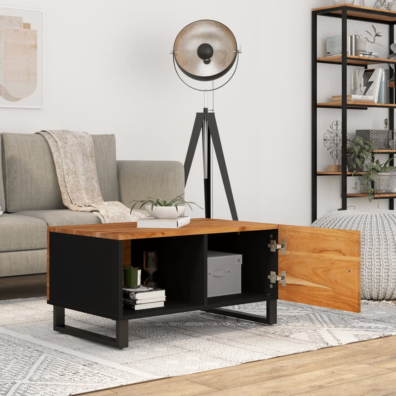 vidaXL tömör akácfa és szerelt fa dohányzóasztal 80 x 50 x 40 cm