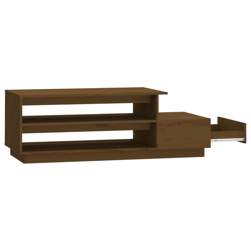 vidaXL mézbarna tömör fenyőfa dohányzóasztal 120 x 50 x 40,5 cm