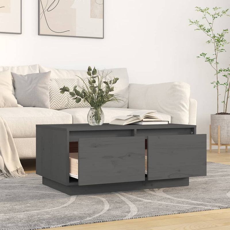 vidaXL szürke tömör fenyőfa dohányzóasztal 80 x 50 x 35 cm