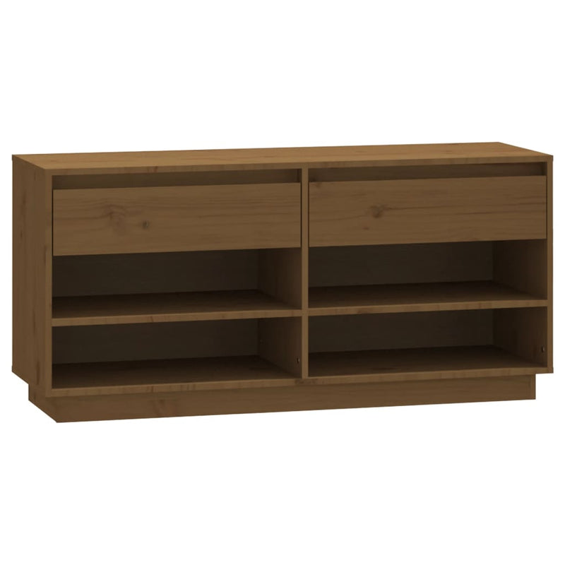 vidaXL mézbarna tömör fenyőfa cipőszekrény 110 x 34 x 52 cm