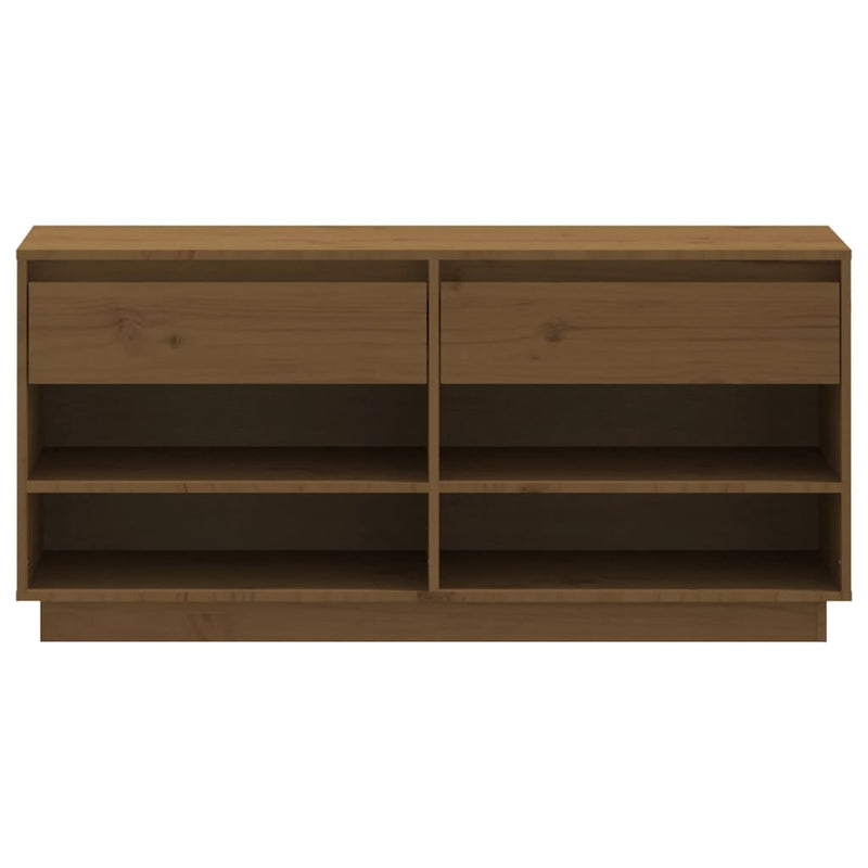 vidaXL mézbarna tömör fenyőfa cipőszekrény 110 x 34 x 52 cm