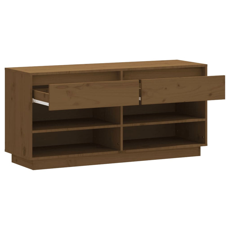 vidaXL mézbarna tömör fenyőfa cipőszekrény 110 x 34 x 52 cm