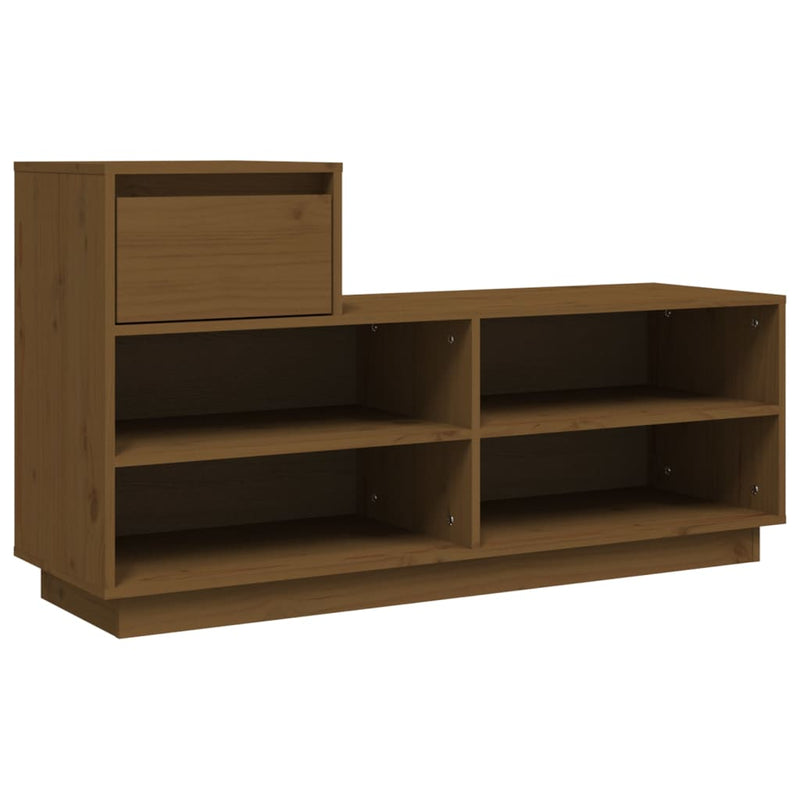 vidaXL mézbarna tömör fenyőfa cipőszekrény 110 x 34 x 61 cm