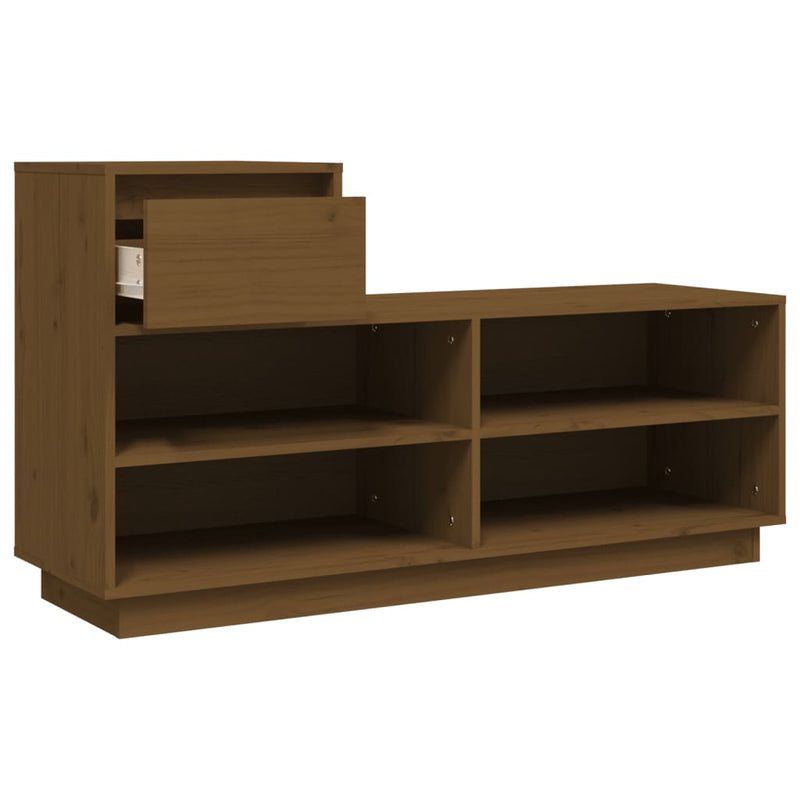 vidaXL mézbarna tömör fenyőfa cipőszekrény 110 x 34 x 61 cm