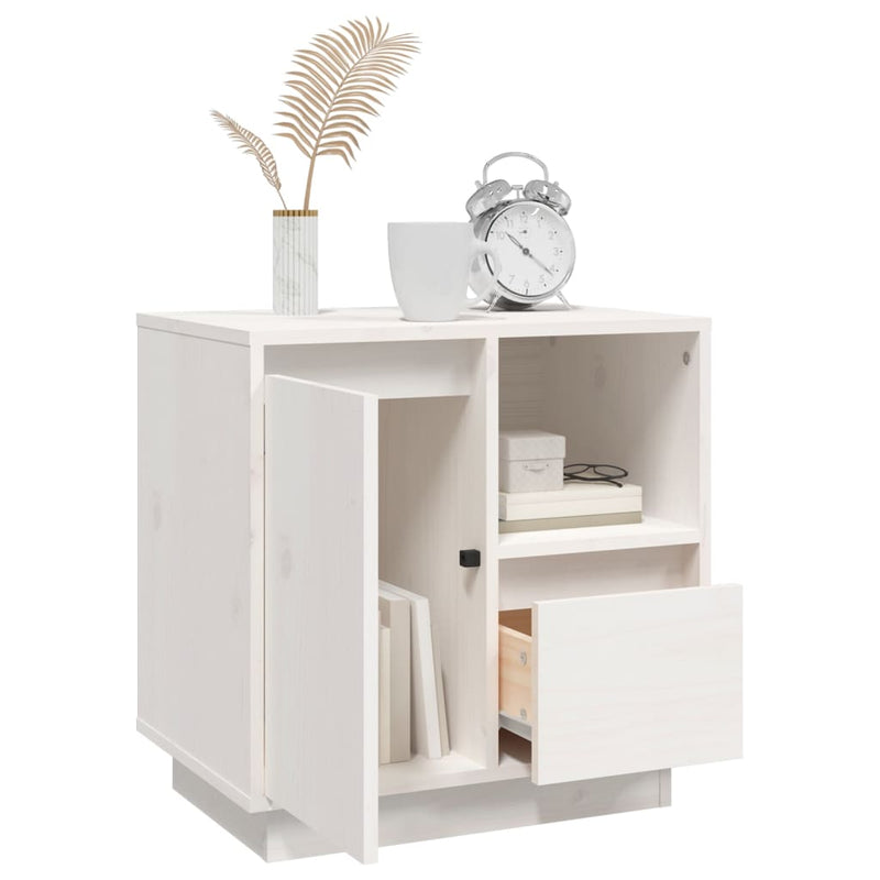 vidaXL 2 db fehér tömör fenyőfa éjjeliszekrény 50 x 34 x 50 cm