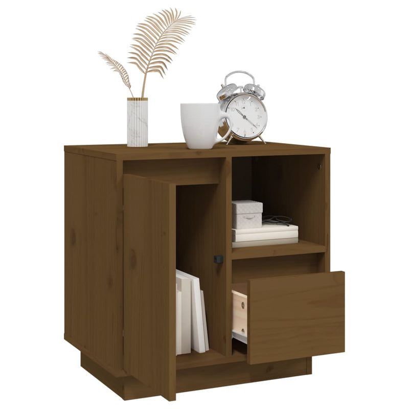 vidaXL 2 db mézbarna tömör fenyőfa éjjeliszekrény 50 x 34 x 50 cm