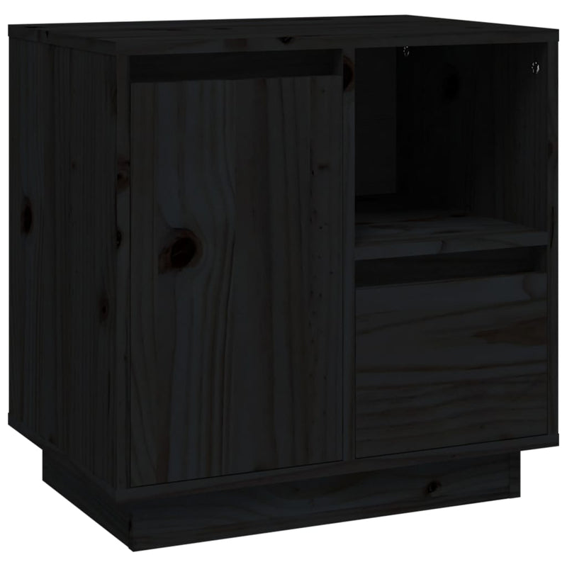 vidaXL 2 db fekete tömör fenyőfa éjjeliszekrény 50 x 34 x 50 cm