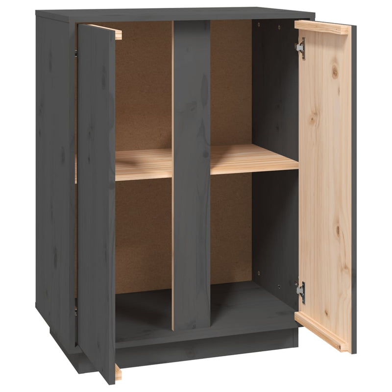 vidaXL szürke tömör fenyőfa tálalószekrény 60x35x80 cm