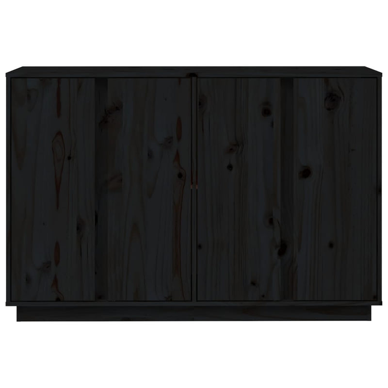 vidaXL fekete tömör fenyőfa tálalószekrény 120x35x80 cm