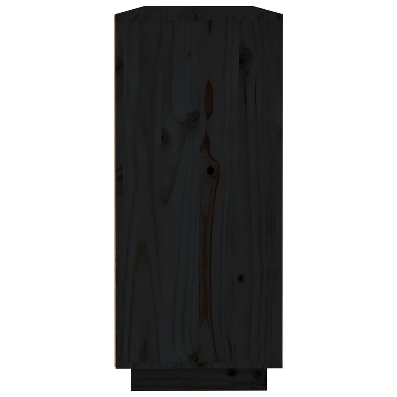vidaXL fekete tömör fenyőfa tálalószekrény 120x35x80 cm