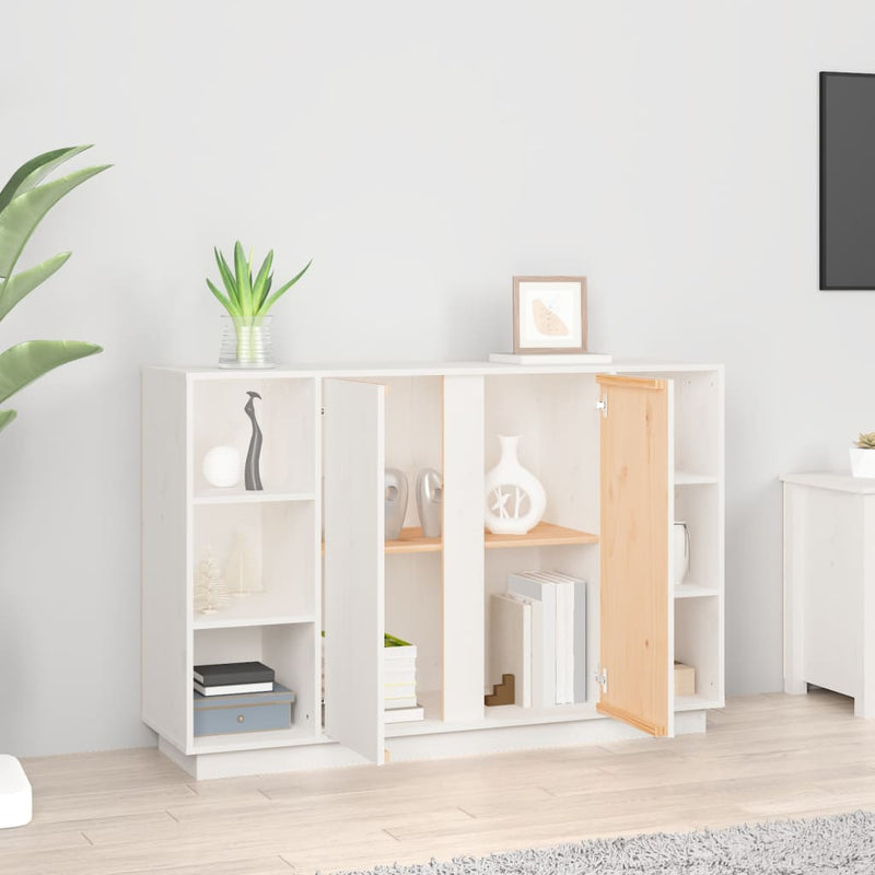 vidaXL fehér tömör fenyőfa tálalószekrény 120x35x80 cm