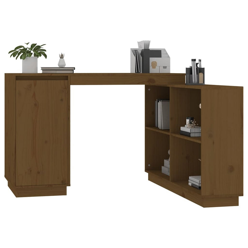 vidaXL mézbarna tömör fenyőfa íróasztal 110x50x75 cm