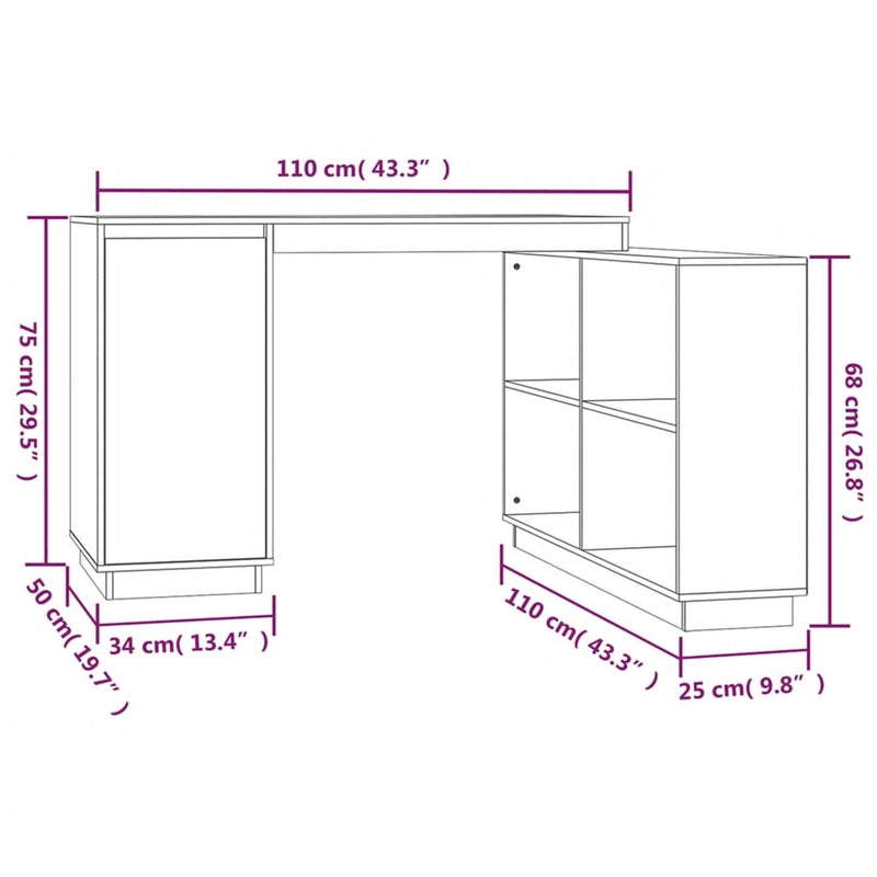 vidaXL mézbarna tömör fenyőfa íróasztal 110x50x75 cm