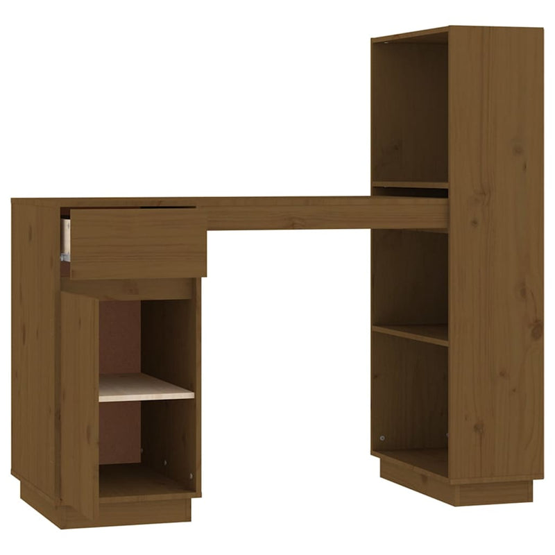 vidaXL mézbarna tömör fenyőfa íróasztal 110x53x117 cm