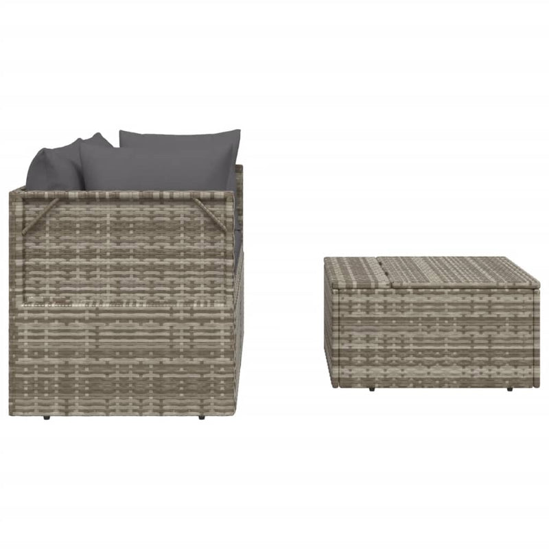 vidaXL 3 részes szürke polyrattan kerti ülőgarnitúra párnákkal