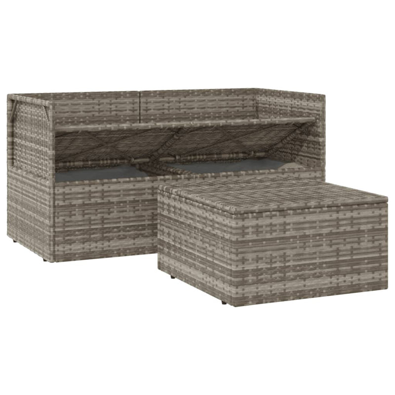 vidaXL 3 részes szürke polyrattan kerti ülőgarnitúra párnákkal