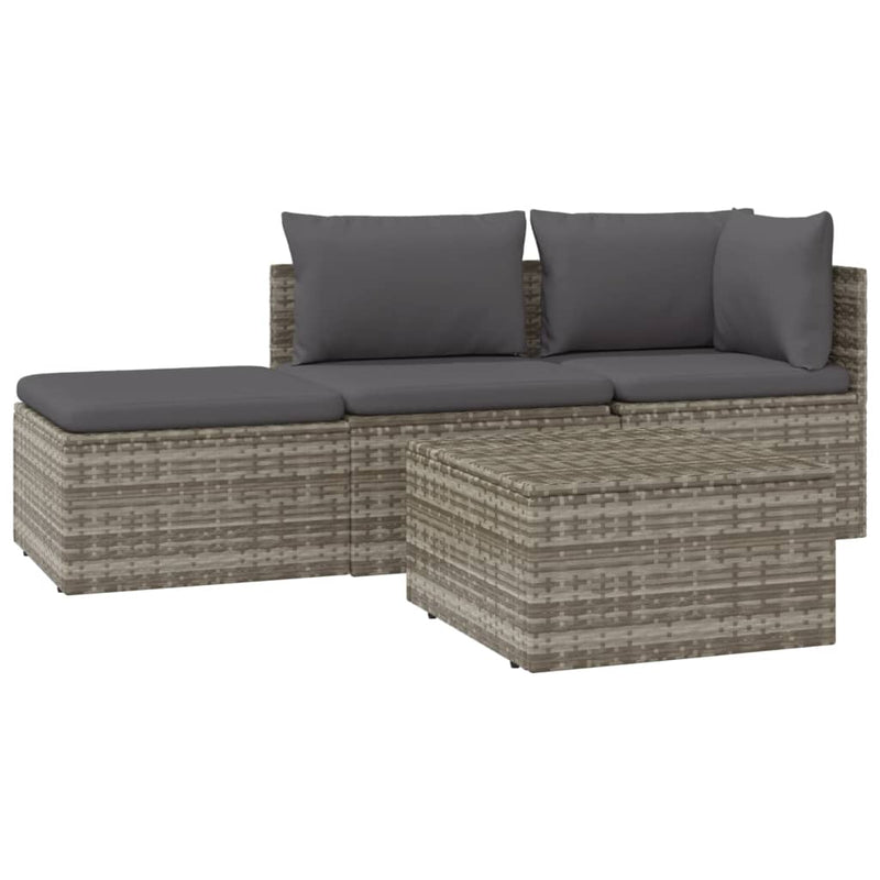 vidaXL 4 részes szürke polyrattan kerti ülőgarnitúra párnákkal