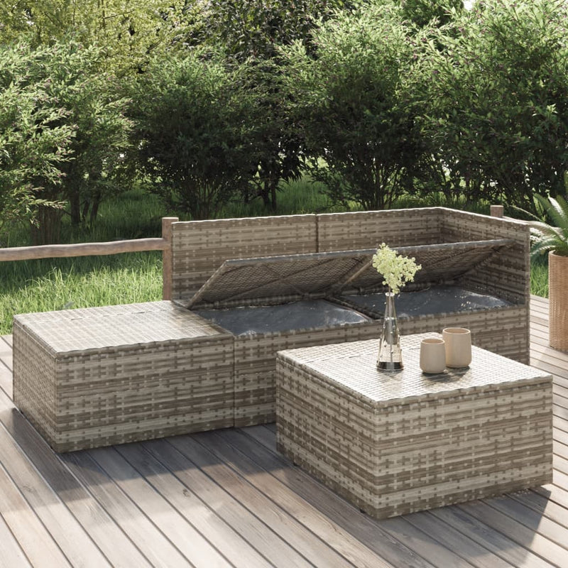 vidaXL 4 részes szürke polyrattan kerti ülőgarnitúra párnákkal