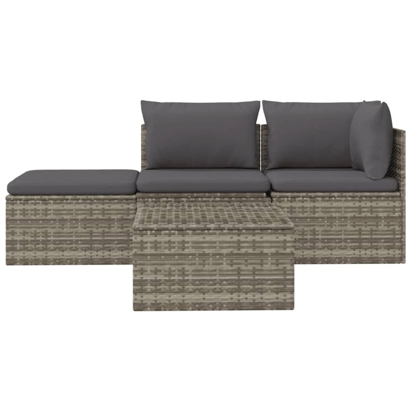 vidaXL 4 részes szürke polyrattan kerti ülőgarnitúra párnákkal