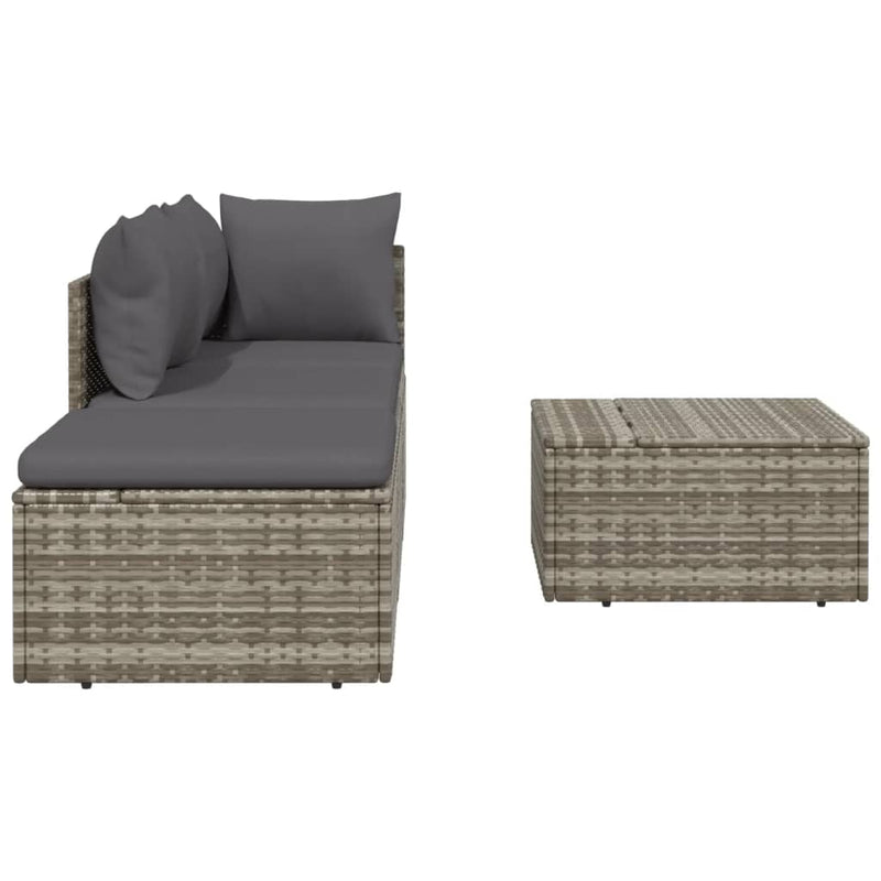 vidaXL 4 részes szürke polyrattan kerti ülőgarnitúra párnákkal