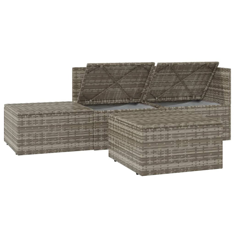 vidaXL 4 részes szürke polyrattan kerti ülőgarnitúra párnákkal