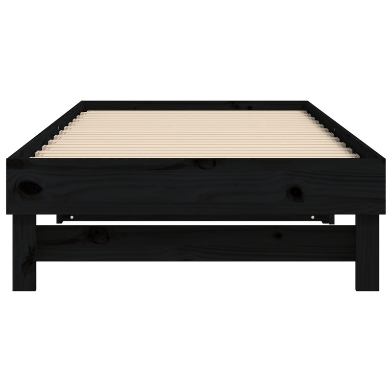 vidaXL fekete tömör fenyőfa kihúzható kanapéágy 2x(100x200) cm