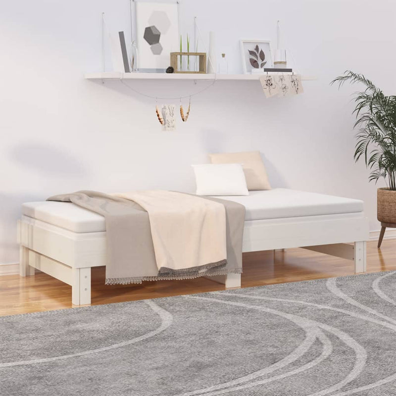 vidaXL fehér tömör fenyőfa kihúzható kanapéágy 2x(90x190) cm