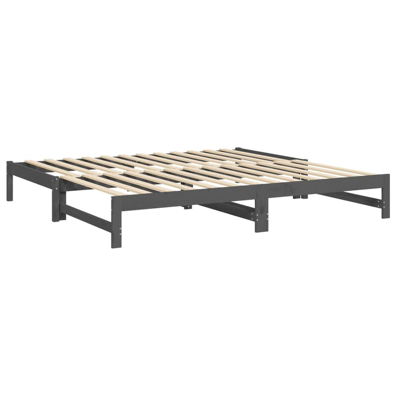 vidaXL szürke tömör fenyőfa kihúzható kanapéágy 2x(100x200) cm