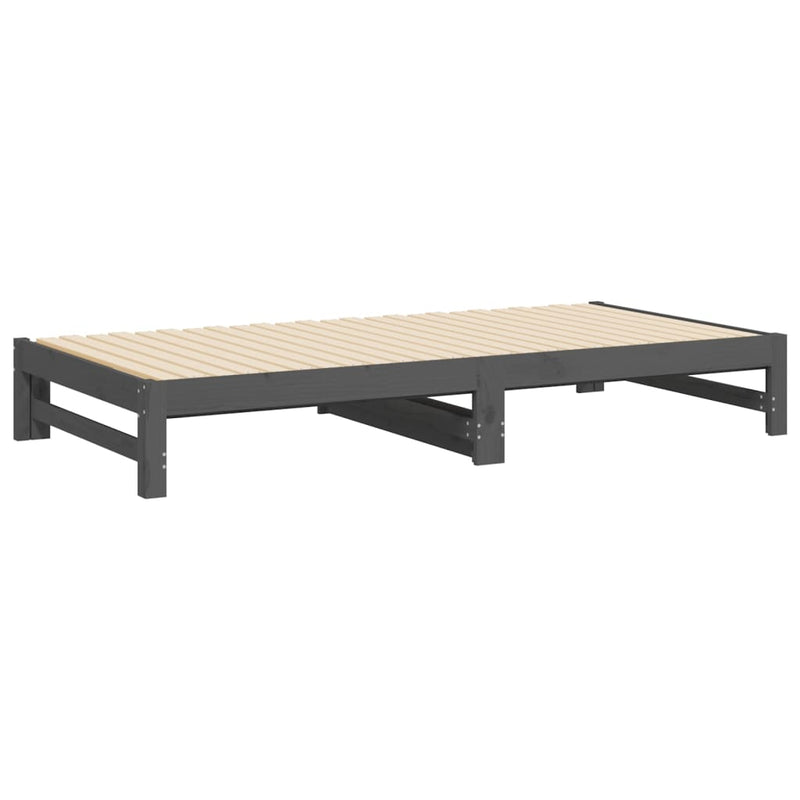 vidaXL szürke tömör fenyőfa kihúzható kanapéágy 2x(100x200) cm