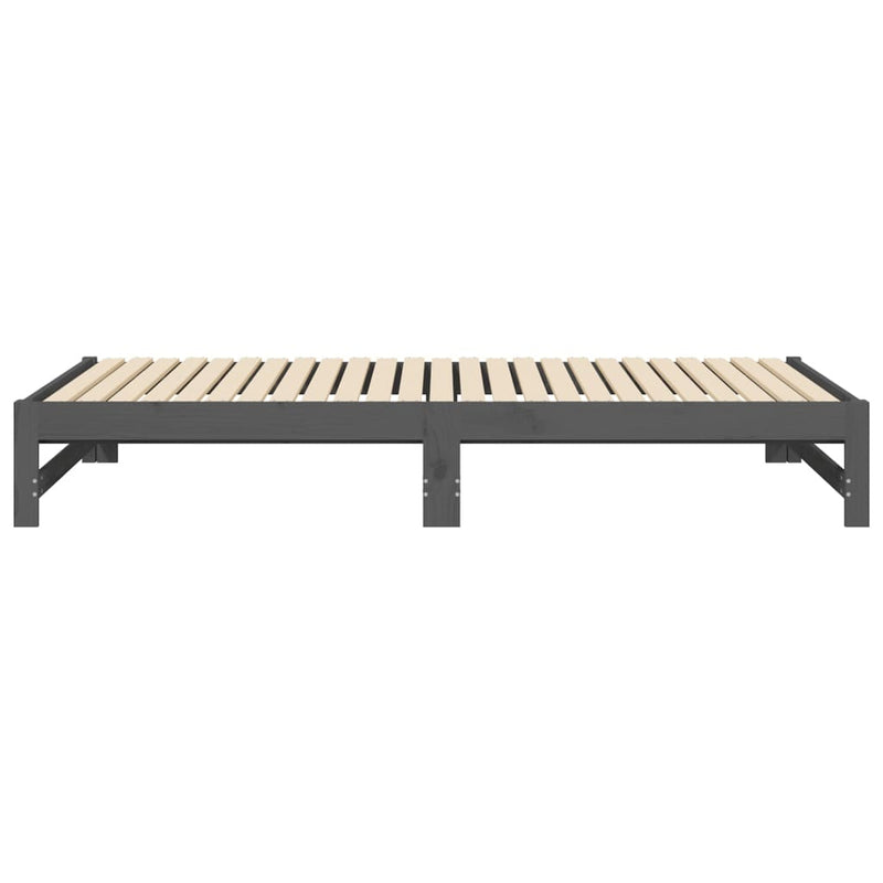 vidaXL szürke tömör fenyőfa kihúzható kanapéágy 2x(100x200) cm
