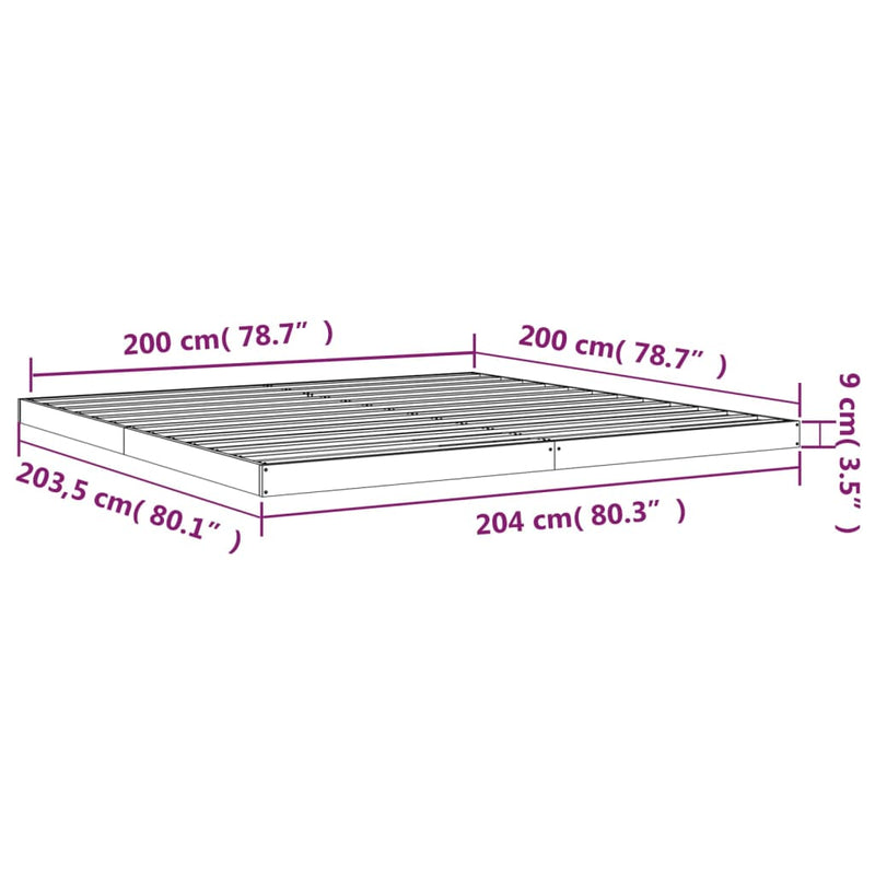 vidaXL fehér tömör fenyőfa ágykeret 200 x 200 cm