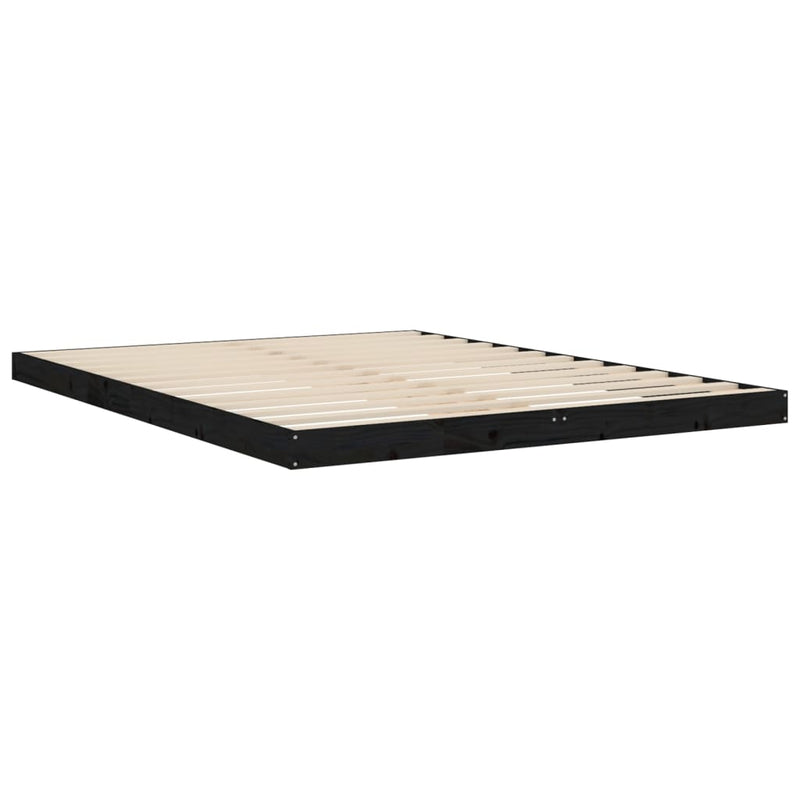 vidaXL fekete franciaágy tömör fenyőfa ágykeret 150x200 cm