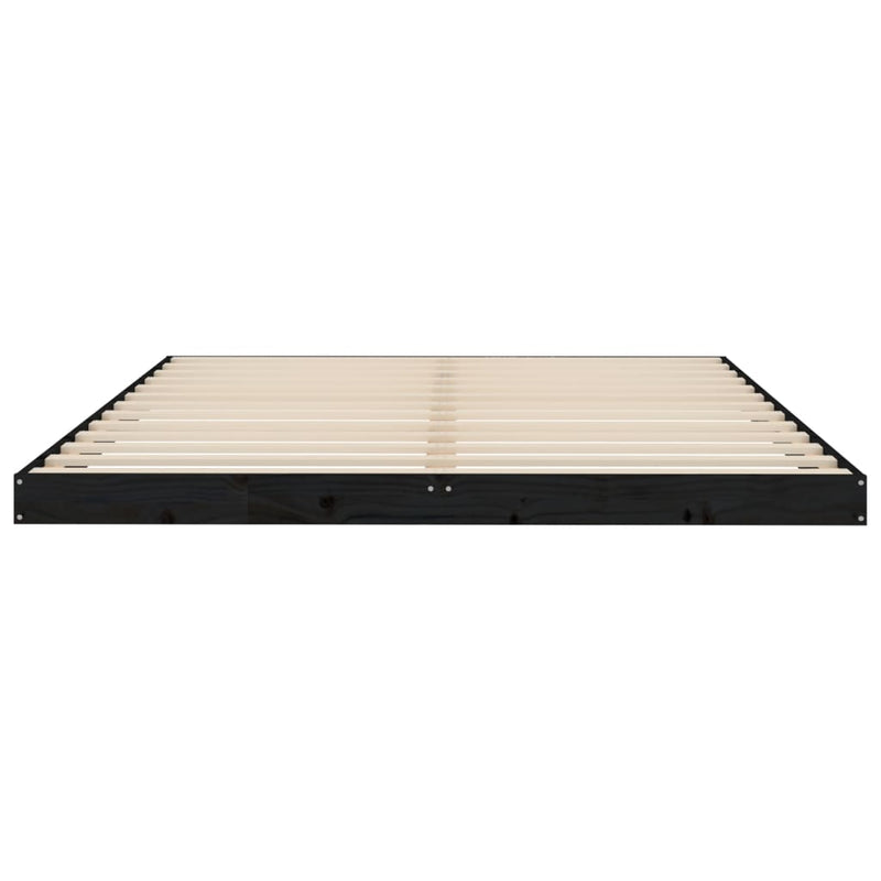 vidaXL fekete franciaágy tömör fenyőfa ágykeret 150x200 cm