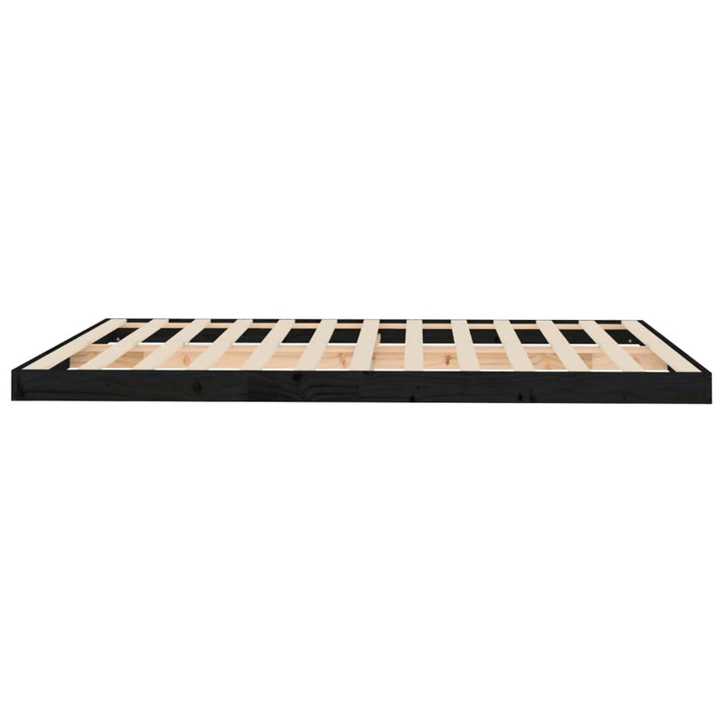 vidaXL fekete franciaágy tömör fenyőfa ágykeret 150x200 cm