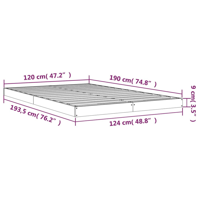 vidaXL szürke tömör fenyőfa ágykeret 120 x 190 cm (Small Double)