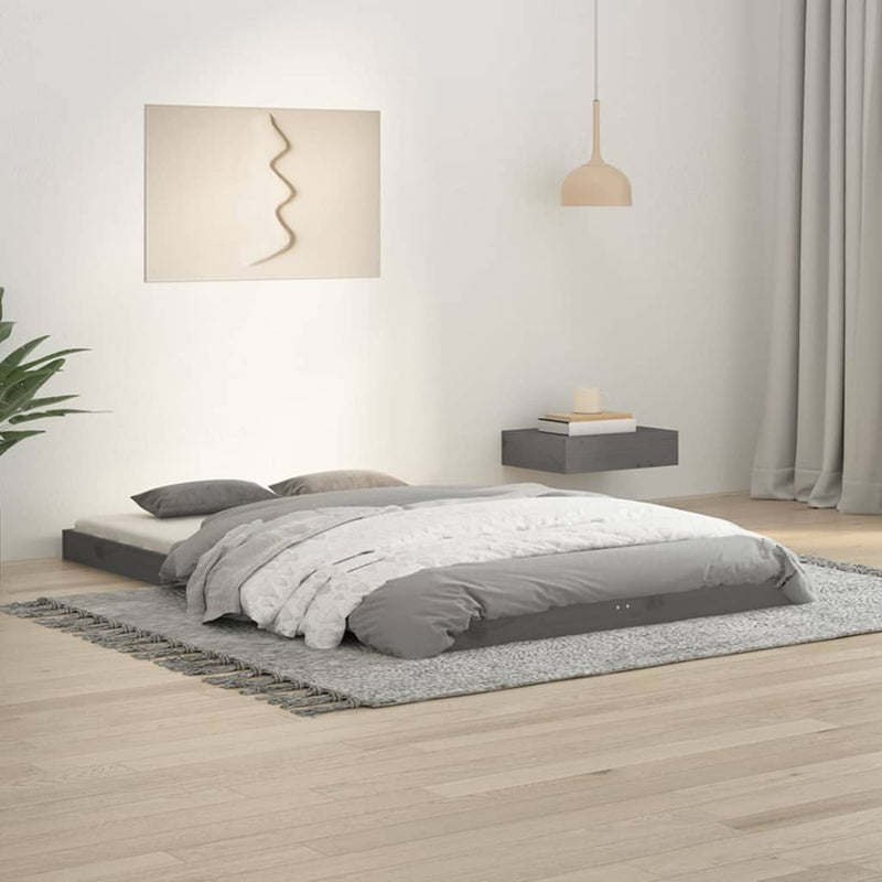 vidaXL szürke tömör fenyőfa ágykeret 120 x 190 cm (Small Double)