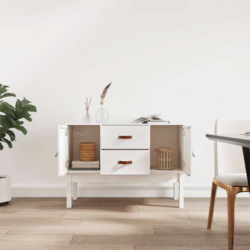 vidaXL fehér tömör fenyőfa tálalószekrény 110 x 40 x 78 cm