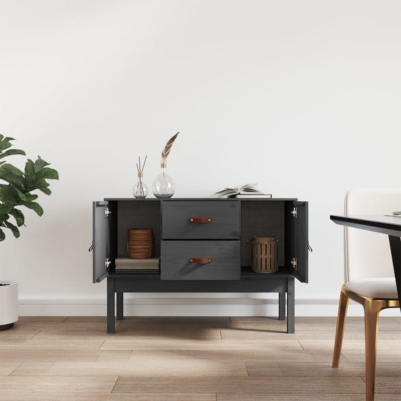 vidaXL szürke tömör fenyőfa tálalószekrény 110 x 40 x 78 cm