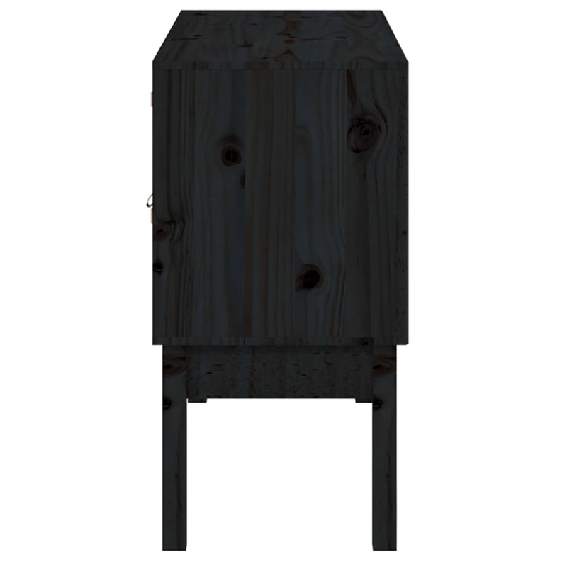 vidaXL fekete tömör fenyőfa tálalószekrény 110 x 40 x 78 cm