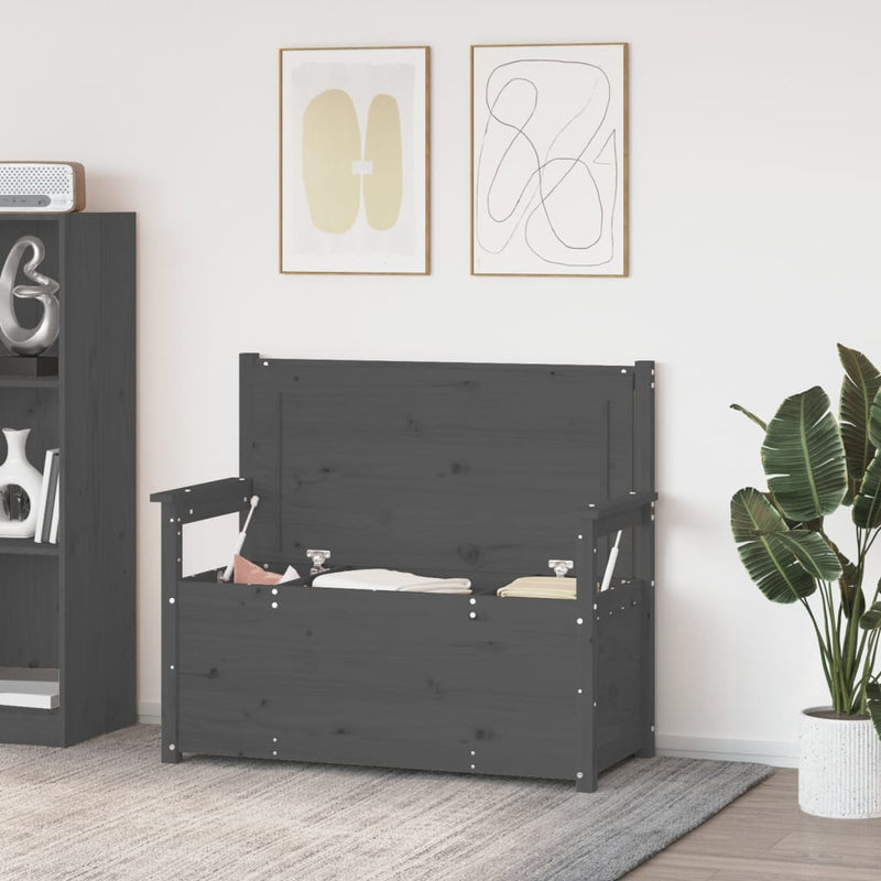 vidaXL szürke tömör fenyőfa pad 112,5 x 51,5 x 96,5 cm