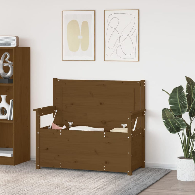 vidaXL mézbarna tömör fenyőfa pad 112,5x51,5x96,5 cm