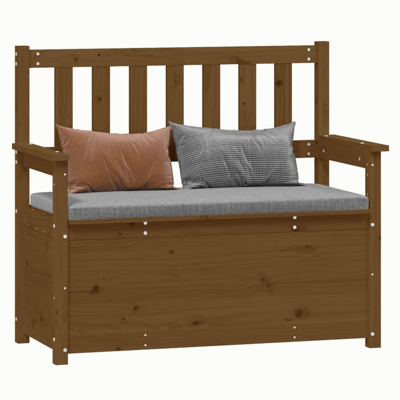 vidaXL mézbarna tömör fenyőfa pad 112,5x51,5x96,5 cm
