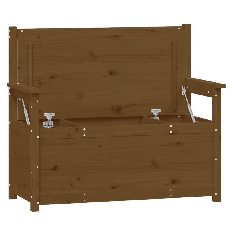 vidaXL mézbarna tömör fenyőfa pad 112,5x51,5x96,5 cm