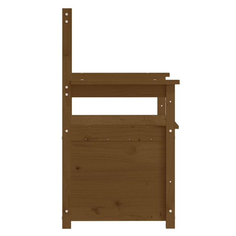 vidaXL mézbarna tömör fenyőfa pad 112,5x51,5x96,5 cm