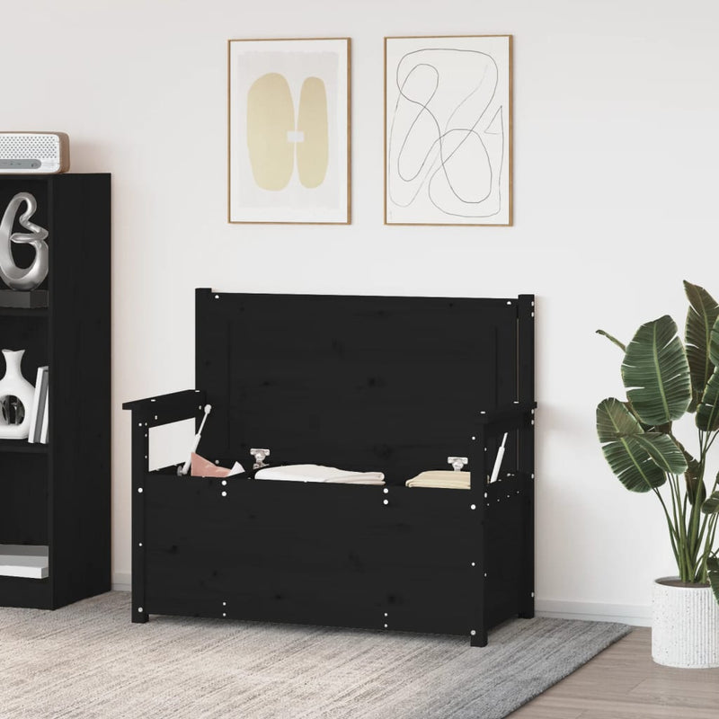 vidaXL fekete tömör fenyőfa pad 112,5 x 51,5 x 96,5 cm
