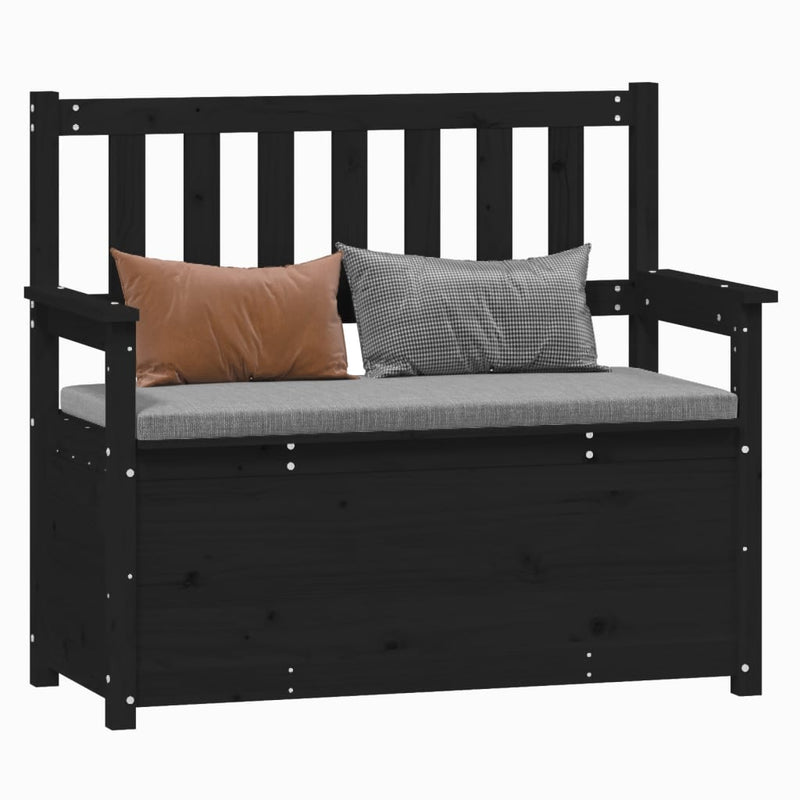 vidaXL fekete tömör fenyőfa pad 112,5 x 51,5 x 96,5 cm