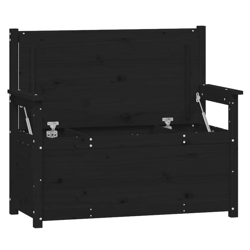 vidaXL fekete tömör fenyőfa pad 112,5 x 51,5 x 96,5 cm