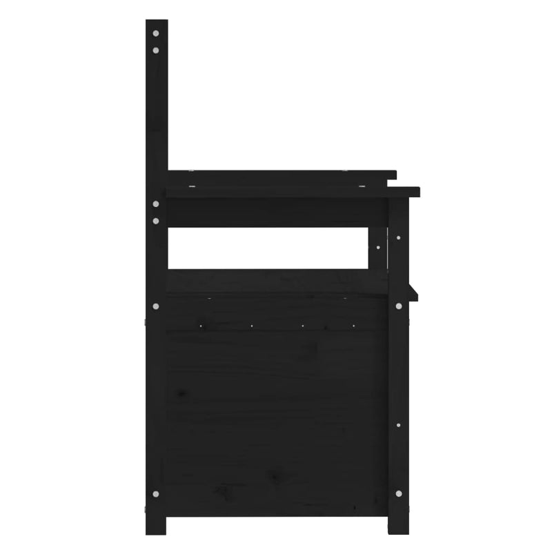 vidaXL fekete tömör fenyőfa pad 112,5 x 51,5 x 96,5 cm