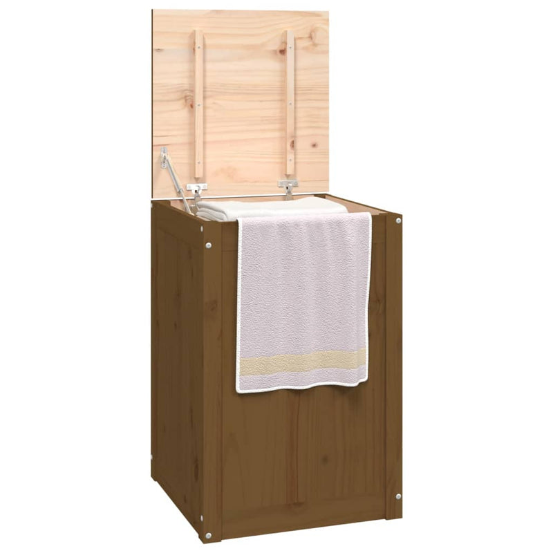 vidaXL mézbarna tömör fenyőfa szennyestartó láda 44 x 44 x 66 cm